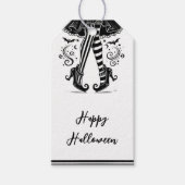 Black & White Witch Legs Whimsical Halloween Party Cadeaulabel (Voorkant)