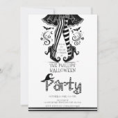 Black & White Witch Legs Whimsical Halloween Party Kaart (Voorkant)