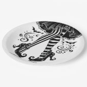 Black & White Witch Legs Whimsical Halloween Party Papieren Bordje (Gekanteld)