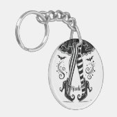 Black & White Witch Legs Whimsical Halloween Party Sleutelhanger (Voorkant Links)
