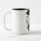 Black & White Witch Legs Whimsical Halloween Party Tweekleurige Koffiemok (Links)