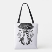Black & White Witch Legs Whimsical Halloween Tote Bag (Achterkant)