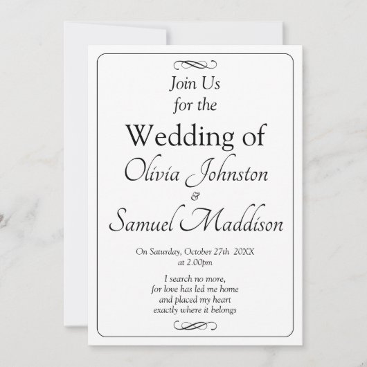 Black & White with Infinity Scroll Wedding Suite, Kaart (Voorkant)