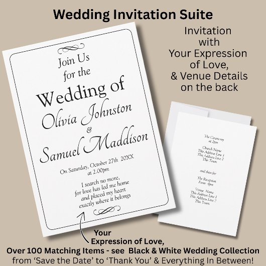 Black & White with Infinity Scroll Wedding Suite, Kaart