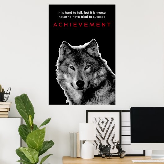 Black & White Wolf Achievement Poster (Thuiskantoor)