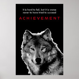 Black & White Wolf Achievement Poster