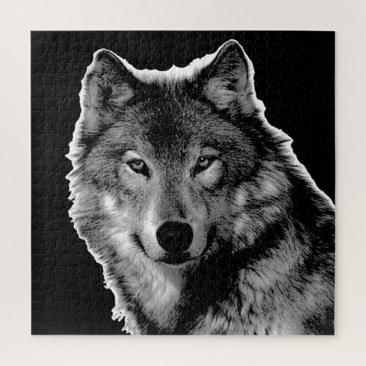 Black & White Wolf Artwork - Wild Animals Legpuzzel (Verticaal)