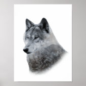 Black White Wolf Double Exposure Poster (Voorkant)