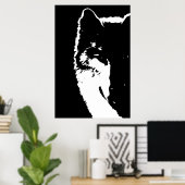 Black & White Wolf Eye Pop Art Poster (Thuiskantoor)