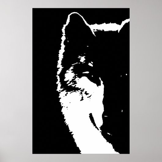 Black & White Wolf Eye Pop Art Poster (Voorkant)