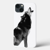 Black & White Wolf Howling bij Moon Case-Mate iPhone Case (Achterkant)