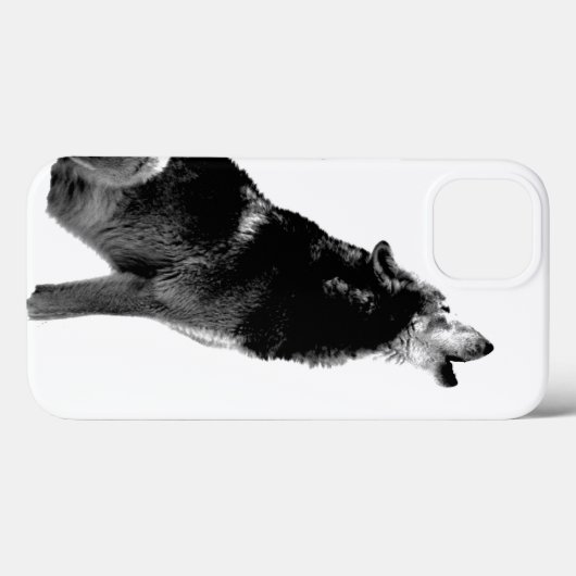 Black & White Wolf Howling bij Moon Case-Mate iPhone Case (Achterkant (horizontaal))
