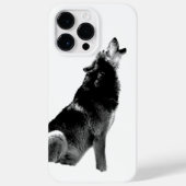 Black & White Wolf Howling bij Moon Case-Mate iPhone Case (Achterkant)