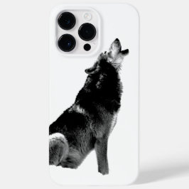 Black & White Wolf Howling bij Moon Case-Mate iPhone 14 Pro Max Hoesje