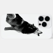 Black & White Wolf Howling bij Moon Case-Mate iPhone Case (Achterkant (horizontaal))