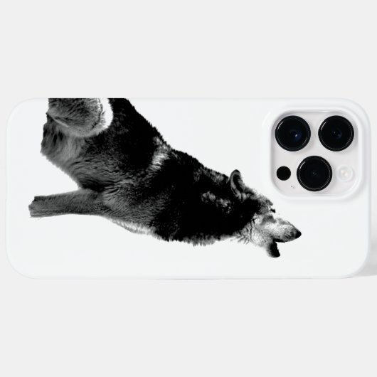 Black & White Wolf Howling bij Moon Case-Mate iPhone Case (Achterkant (horizontaal))
