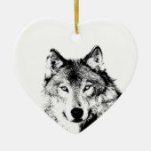 Black & White Wolf Kerstboom Ornament (Voorkant)
