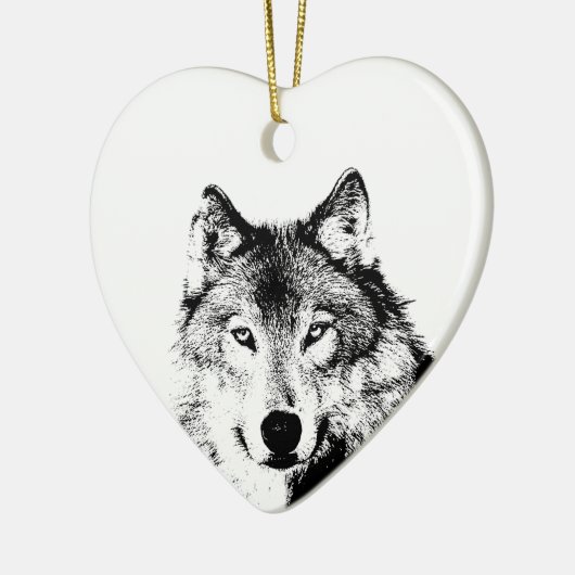 Black & White Wolf Kerstboom Ornament (Links)