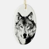 Black & White Wolf Kerstboom Ornamenten (Rechts)