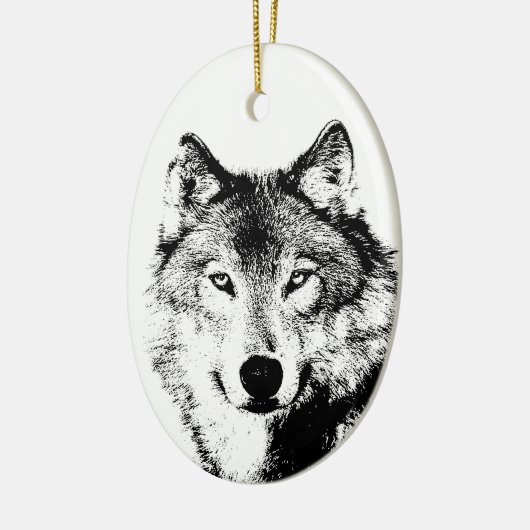 Black & White Wolf Kerstboom Ornamenten (Links)