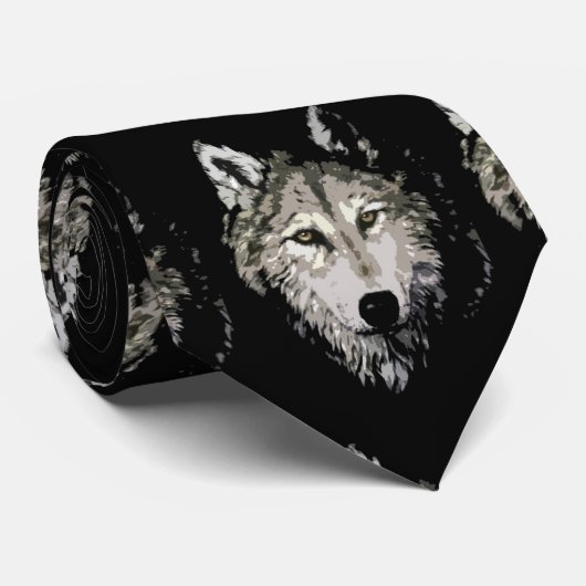Black & White Wolf Stropdas (Opgerold)