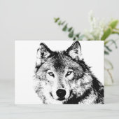 Black & White Wolf Uitnodiging (Staand voorkant)
