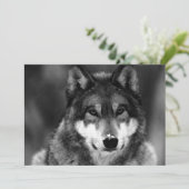 Black & White Wolf Uitnodiging (Staand voorkant)