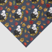 Black White Wolves Moonlight Autumn Leaves Tissuepapier (Detail)