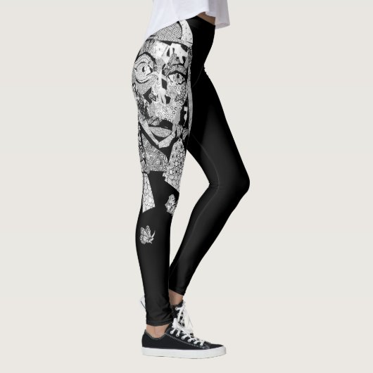 Black White Women Face Collage Artistic Leggings (Rechts)