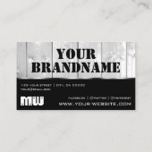 Black White Wooden Boards Wood Grain Kijk Monogram Visitekaartje (Achterkant)