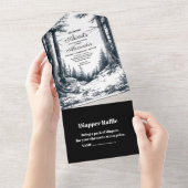 Black White Woodland Adventure Baby shower All In One Uitnodiging (Afscheurbaar)