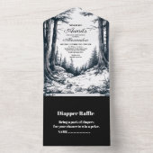 Black White Woodland Adventure Baby shower All In One Uitnodiging (Binnen)