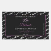 Black White Word Art Product Labels Paars hart (Voorkant)