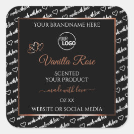 Black White Word Art Rosegold Product Label Logo