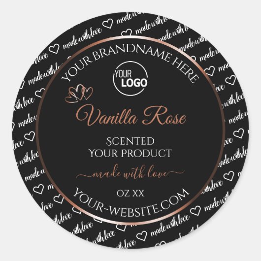 Black White Word Art Rosegold Product Label Logo (Voorkant)