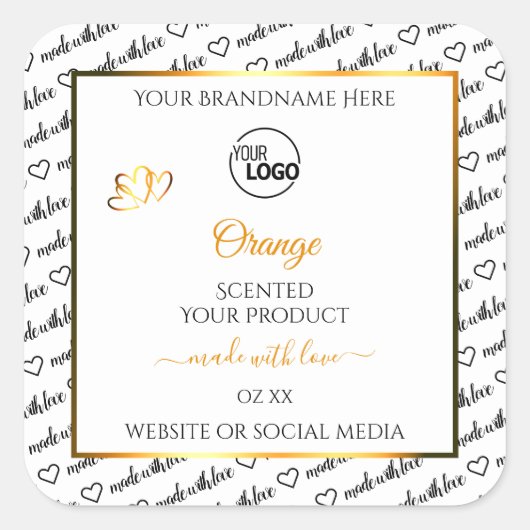 Black White Word Cloud Oranje Product Labels Logo (Voorkant)