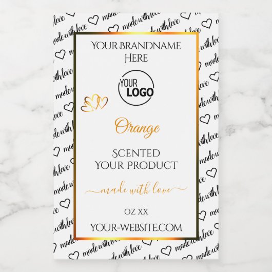 Black White Word Cloud Oranje Product Labels Logo Voedselcontainer Etiket (Enkel label)