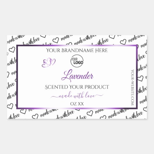 Black White Word Cloud Paars Product Labels Logo (Voorkant)