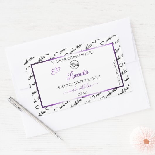 Black White Word Cloud Paars Product Labels Logo (Envelop)