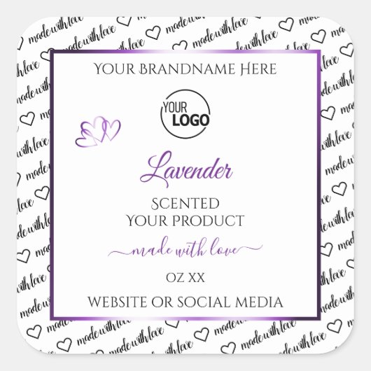 Black White Word Cloud Paars Product Labels Logo (Voorkant)