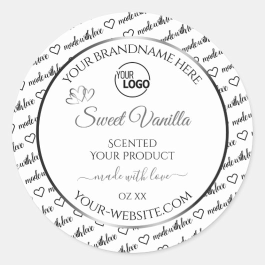 Black White Word Cloud Silver Product Labels Logo (Voorkant)