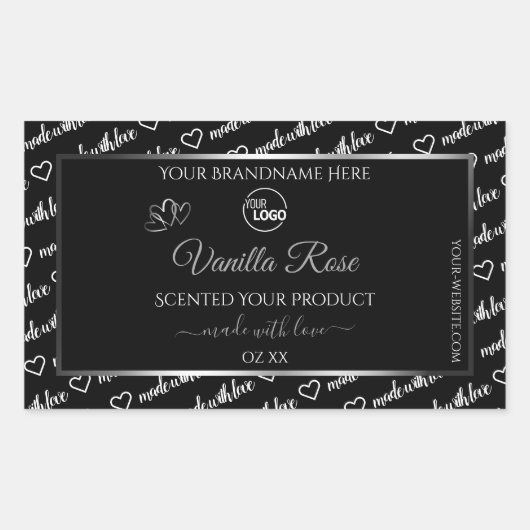 Black White Word Cloud Silver Product Labels Logo (Voorkant)