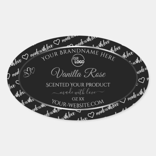 Black White Word Cloud Silver Product Labels Logo (Voorkant)