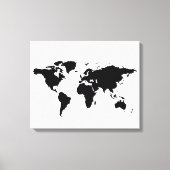 Black White World-kaart Canvas Afdruk (Voorkant)