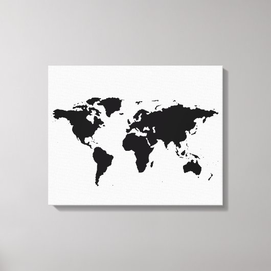 Black White World-kaart Canvas Afdruk (Voorkant)