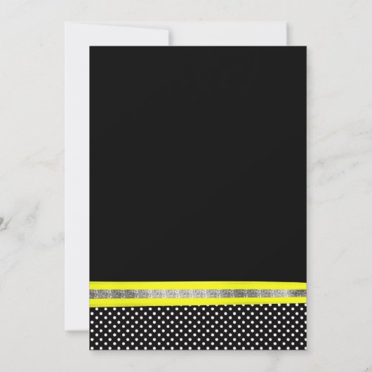 Black White Yellow Polka Dot Afstuderen Invitation Kaart (Achterkant)