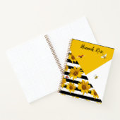 Black White Yellow Sunflower bijen Ladybugs Notitieboek (Binnen)