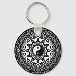 Black White Yin Yang Mandala Dagelijkse Herinnerin Sleutelhanger