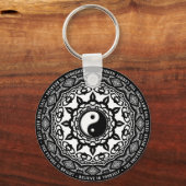 Black White Yin Yang Mandala Dagelijkse Herinnerin Sleutelhanger (Voorkant)