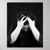 Black & White Young Man Head in Hands 16x20 Poster (Voorkant)